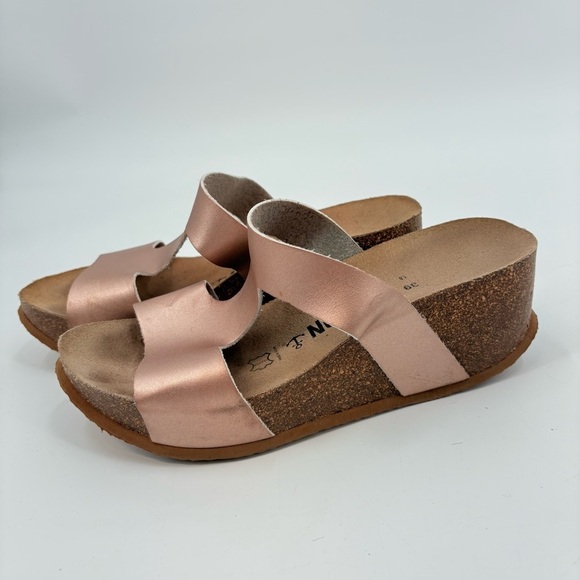 Bayton Bronze Wedge Slip On Cork Sandals Size 39 - Picture 5 of 9